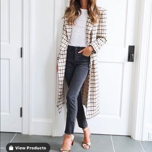 SOMETHING NAVY plaid wool trench coat